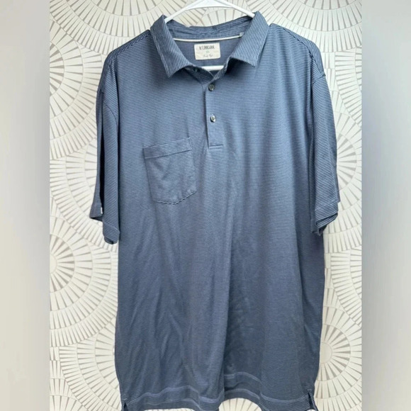 Linksoul‎ Mens Short Sleeve Blue Stripe Polo Shirt with Pocket Size XL - Picture 1 of 5
